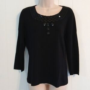 Black Embellished Pull Over Sweater Top Size.Small